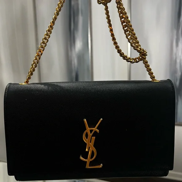 Saint Laurent YSL Black Kate Medium Flap Purse - In Grain De Poudre - Picture 5 of 17